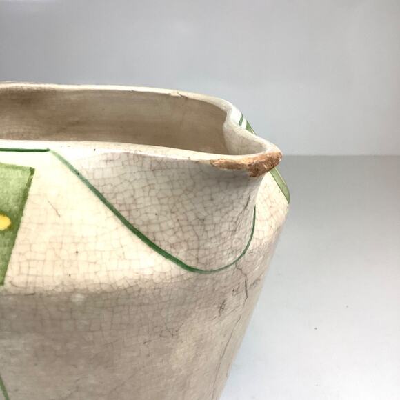 Vtg Roseville Pottery Creamware Art Deco Lemonade Pitcher Cream & Green READ - Picture 8 of 12